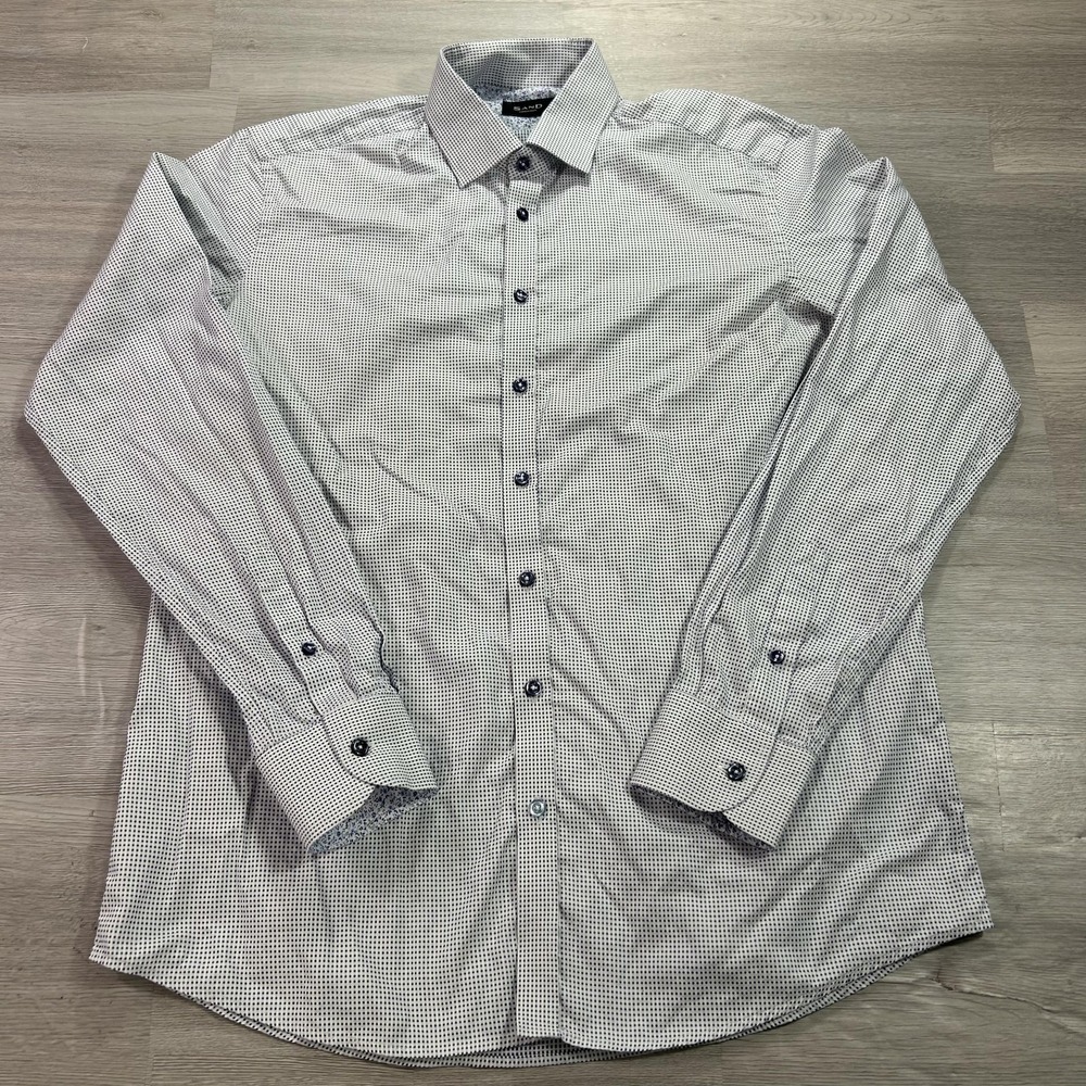 Sand Copenhagen Shirt Mens 16.5 34/35 Blue Check Regular Fit Dress Long Sleeve